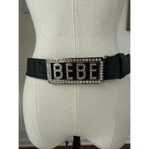 NWT Bebe Black Leather Wide Stretch Belt with Gunmetal Beaded Rhinestones bebe | Accessories | Nwt Bebe Black Leather Wide Stretch  main image 3